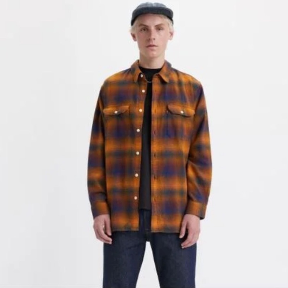Nwt Levi’s Men Jackson Plaid Worker Shirt Buttons Long Sleeve Small